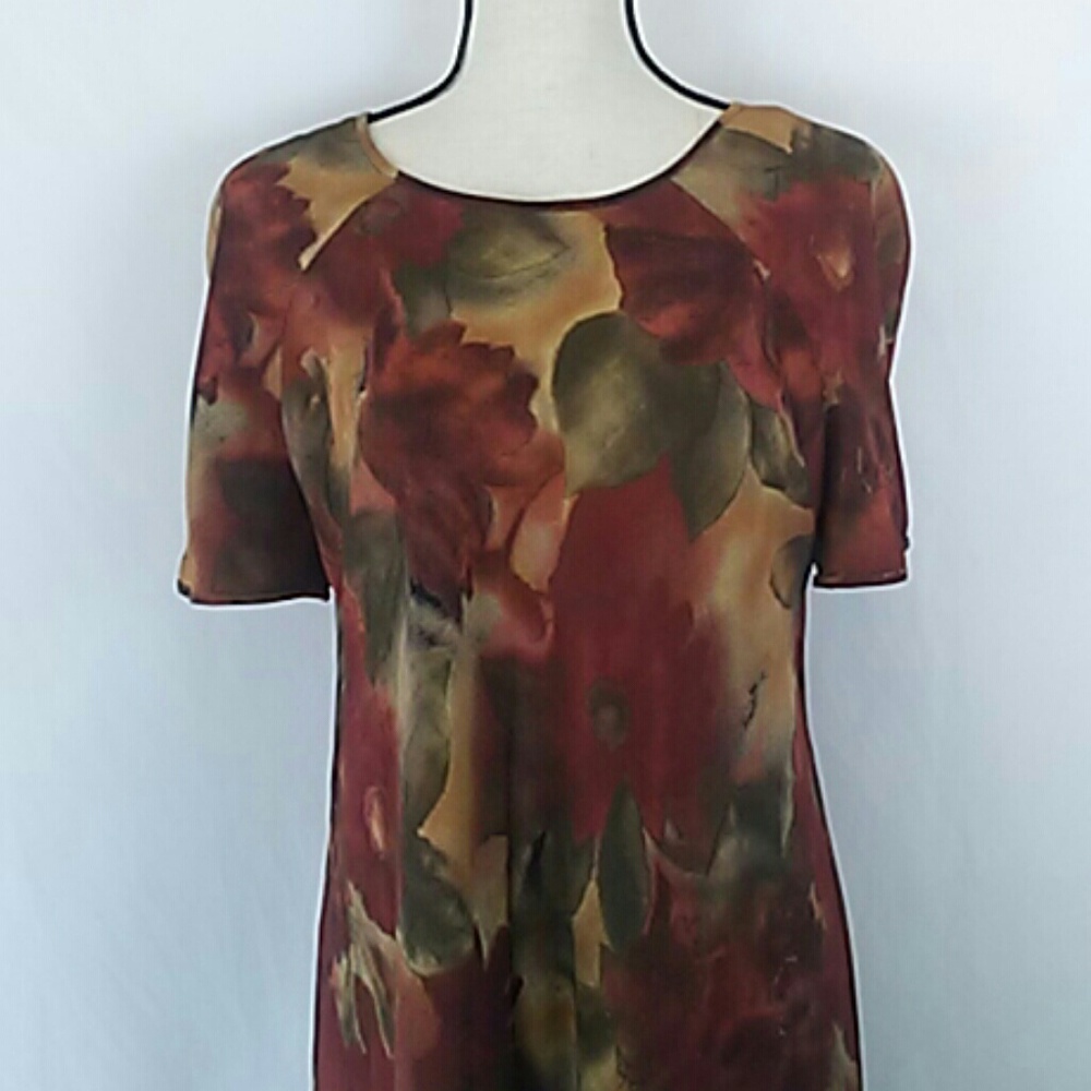 Liz Claiborne Floral Print Dress Ruffle Hem Lined